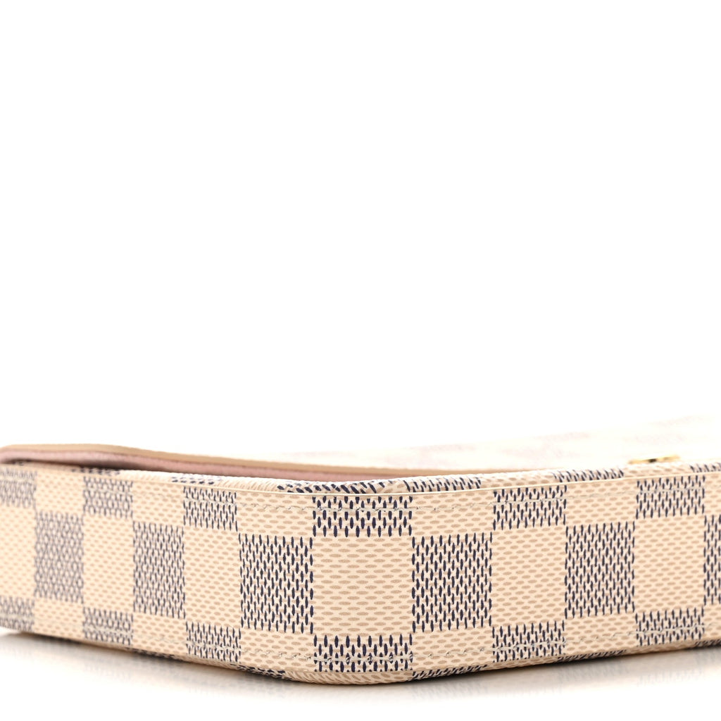 Louis Vuitton Damier Azur Pochette Felicie Chain Wallet Rose Ballerine