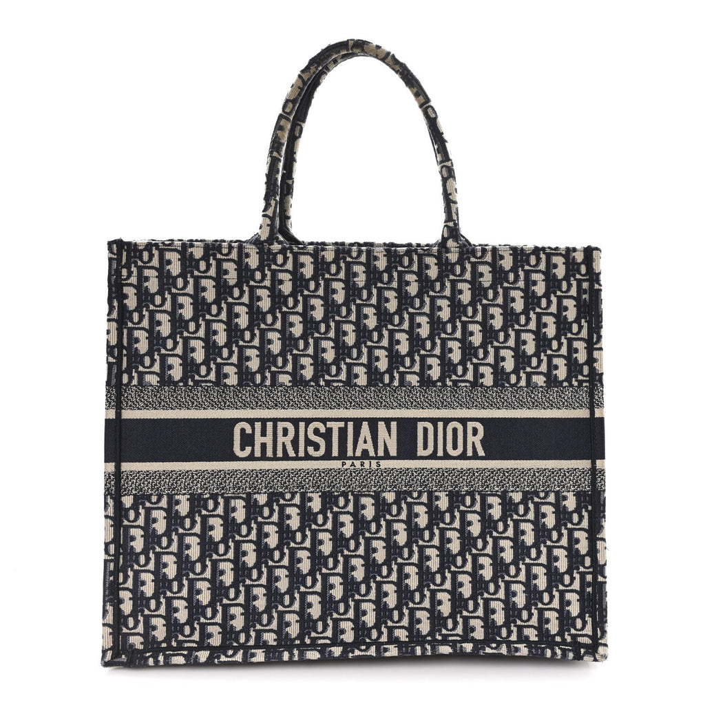 Christian Dior Oblique Large Book Tote Blue Multicolor