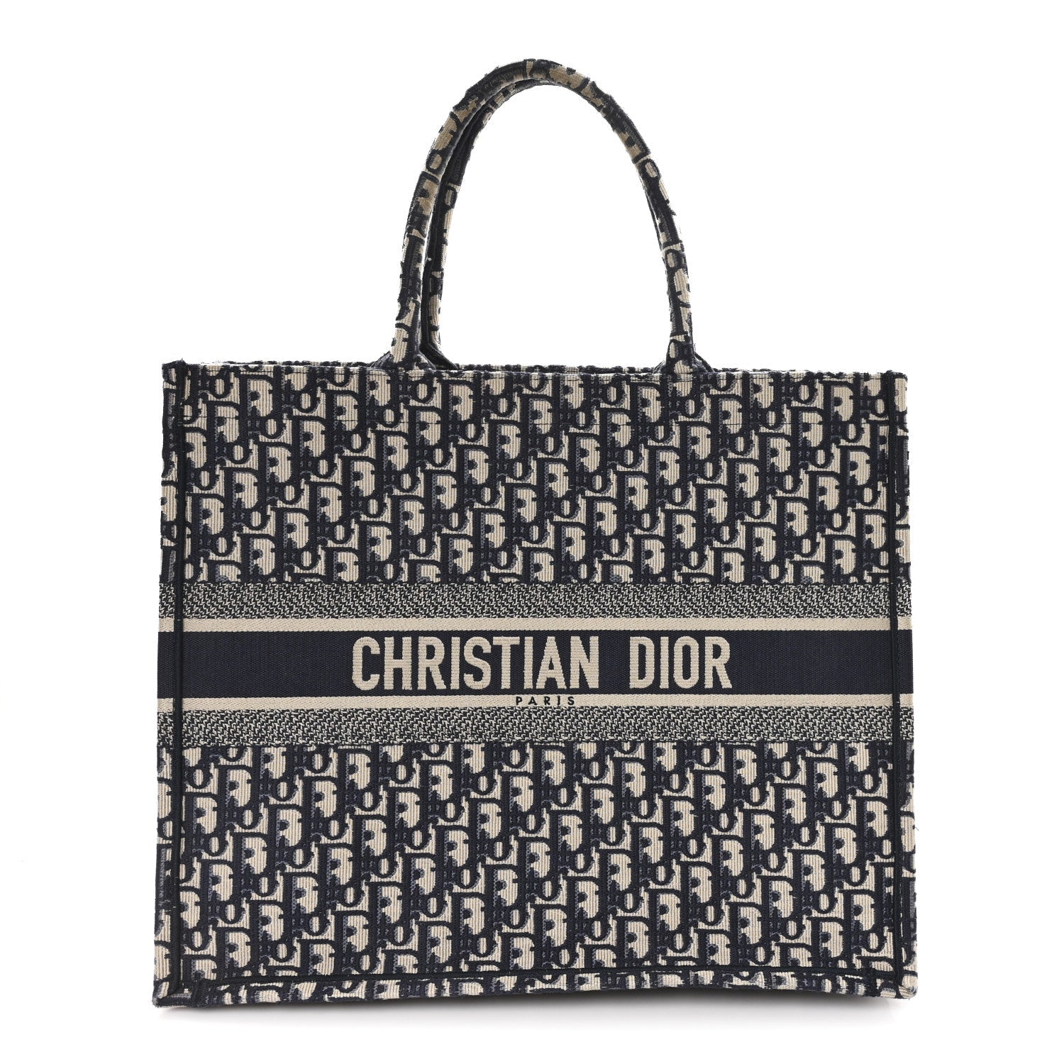 Christian Dior Oblique Large Book Tote Blue Multicolor