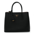 Prada Saffiano Cuir Medium Double Bag Black Mughetto