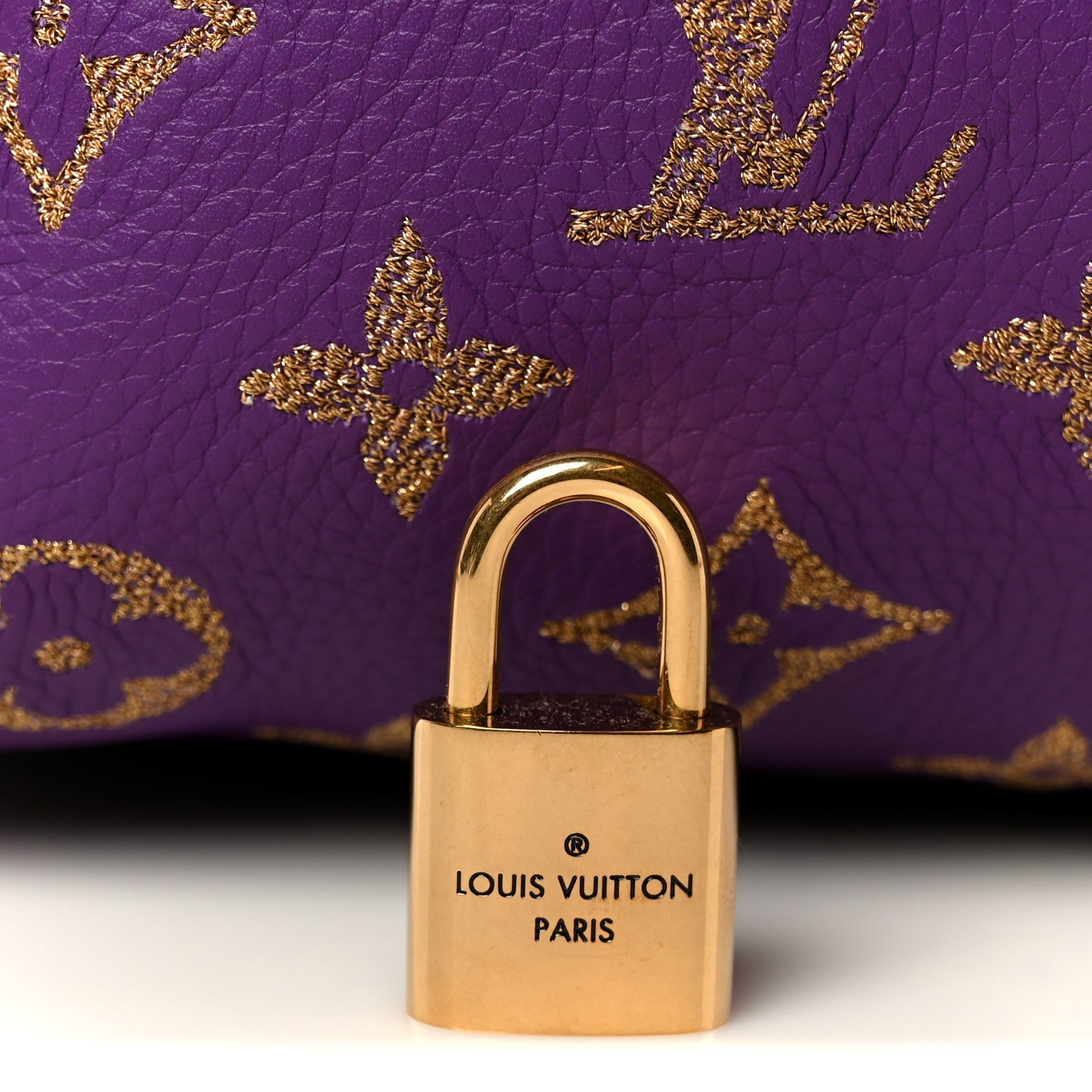 Louis Vuitton Calfskin Embroidered Monogram Speedy P9 Bandouliere 30 Golden Lotus Purple