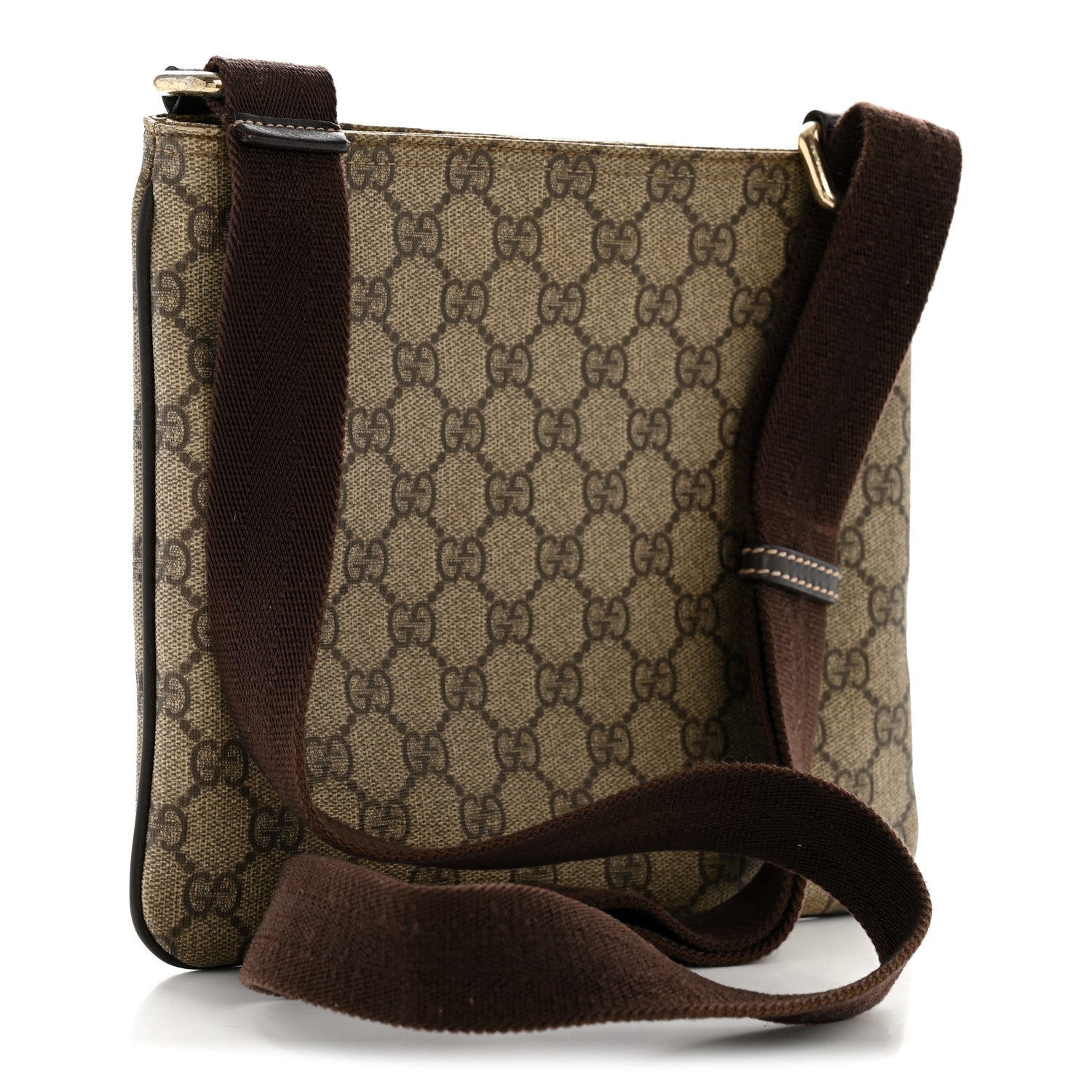 Gucci GG Supreme Monogram Small Flat Messenger Bag Dark Brown