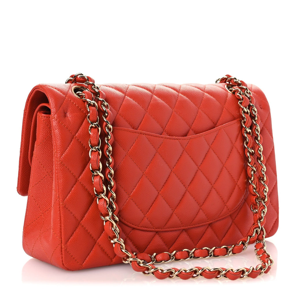 Chanel Caviar Quilted Medium Double Flap Light Red