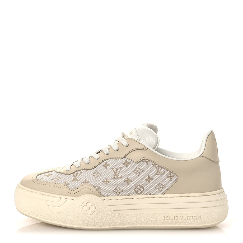 Louis Vuitton Canvas Calfskin Monogram LV Groovy Platform Sneakers 39 Beige
