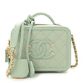 Chanel Caviar Quilted Small CC Filigree Vanity Case Mint
