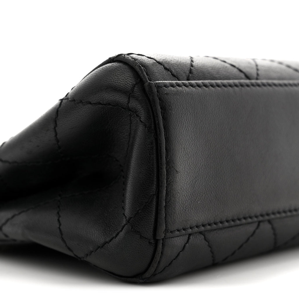 Chanel Lambskin Stitched Small Tote Black