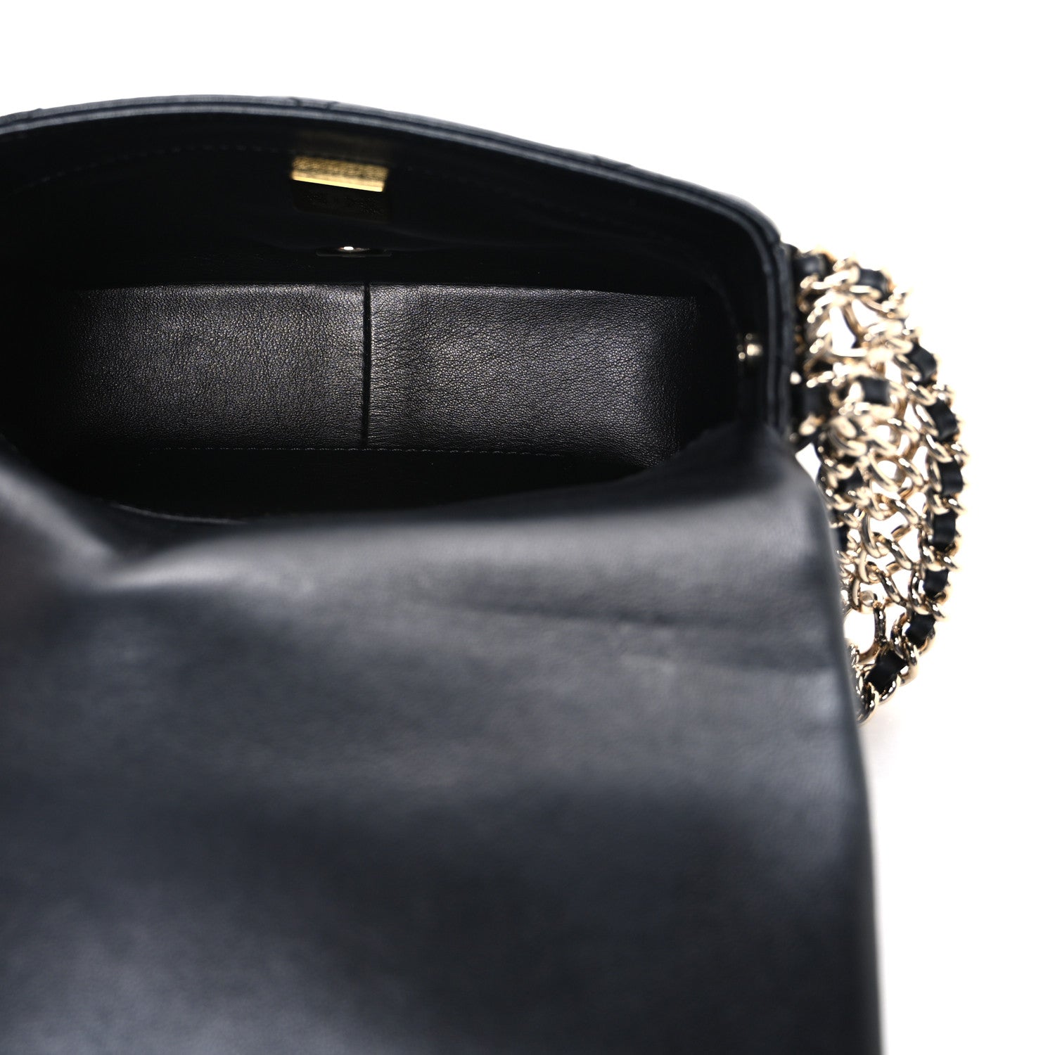 Chanel Lambskin Quilted Mini Chain Rows Flap Black