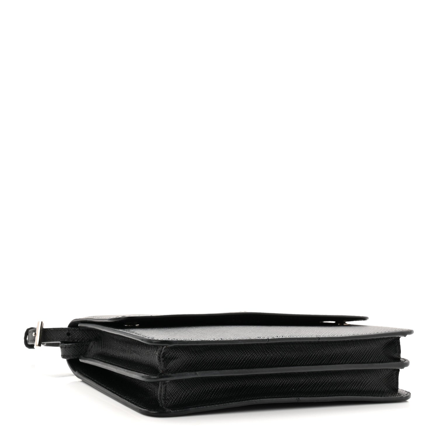 Prada Saffiano Metal Flap Wallet With Strap Black
