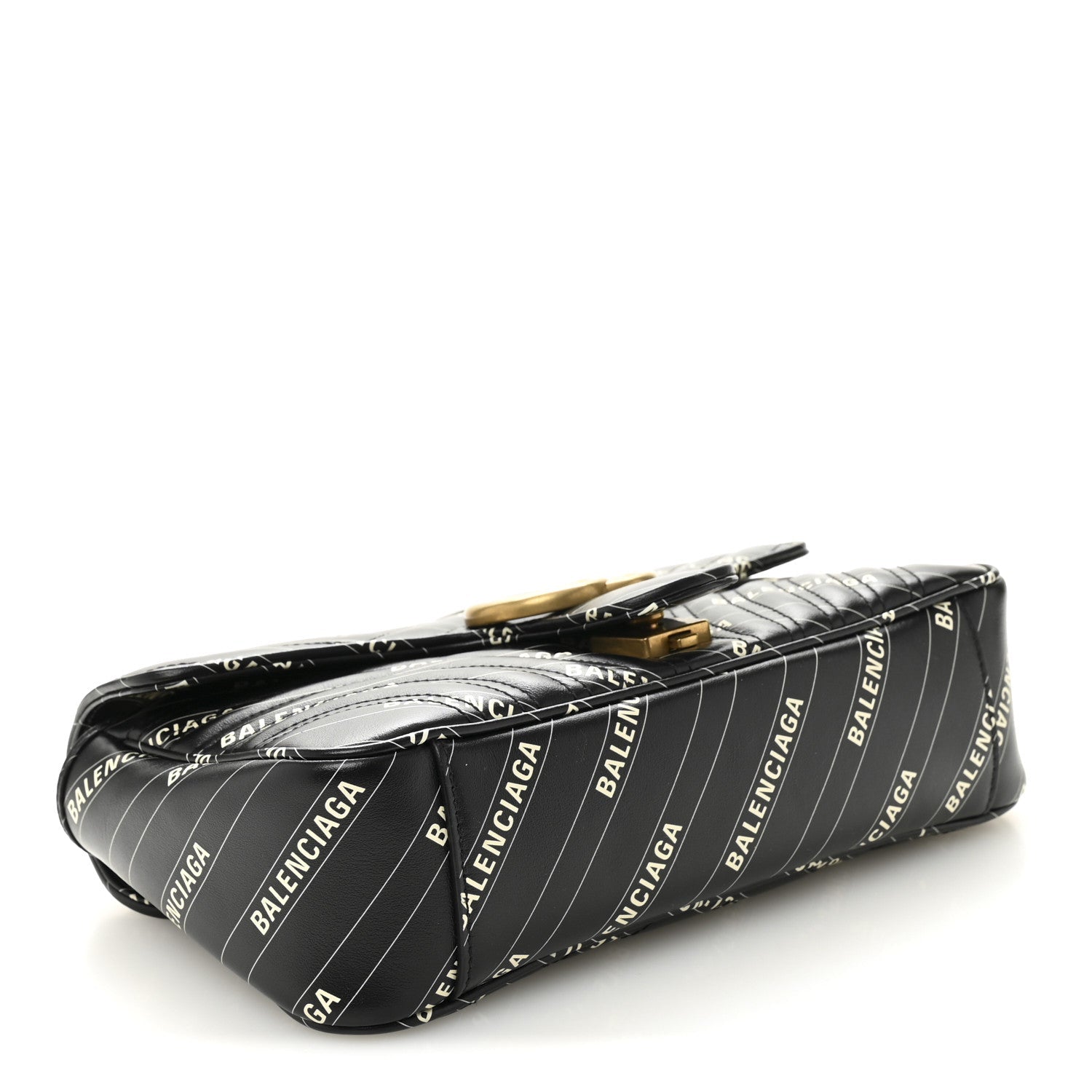 Gucci X BALENCIAGA Calfskin Matelasse Logo Print Small GG Marmont Shoulder Bag Black