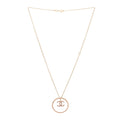 Crystal CC Long Pendant Necklace Gold Pink