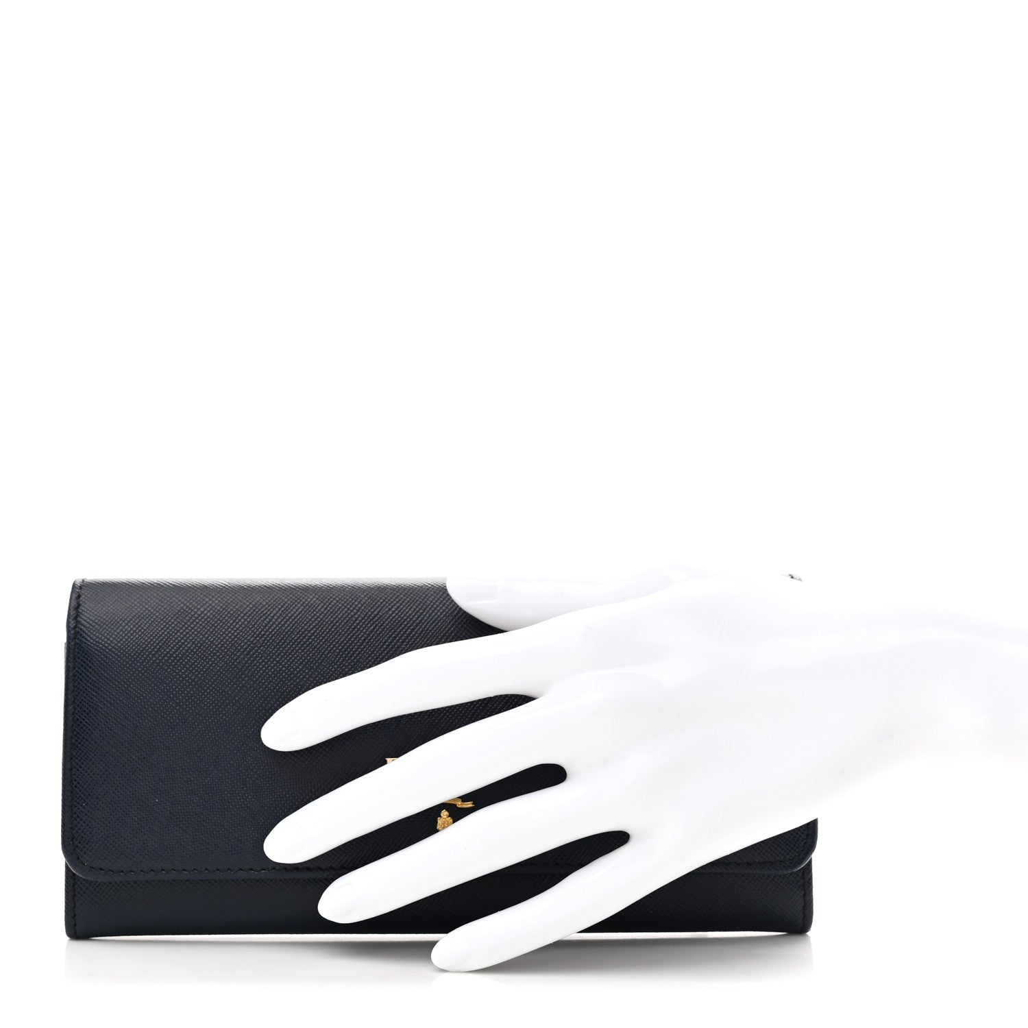 Prada Saffiano Metal Continental Flap Wallet Baltico Argento