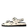 Lambskin Printed CC Velcro Dad Sandals 37.5 White Black