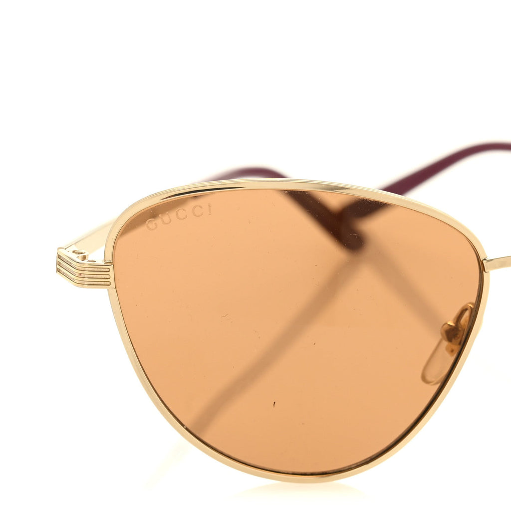 Gucci Metal Cat Eye Sunglasses Gold Purple