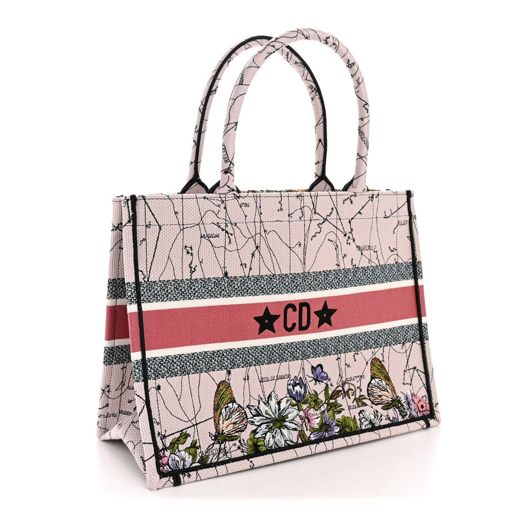 Christian Dior Canvas Embroidered Medium Zodiac Book Tote Latte Multicolor