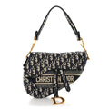 Christian Dior Oblique Embroidered Saddle Bag Blue