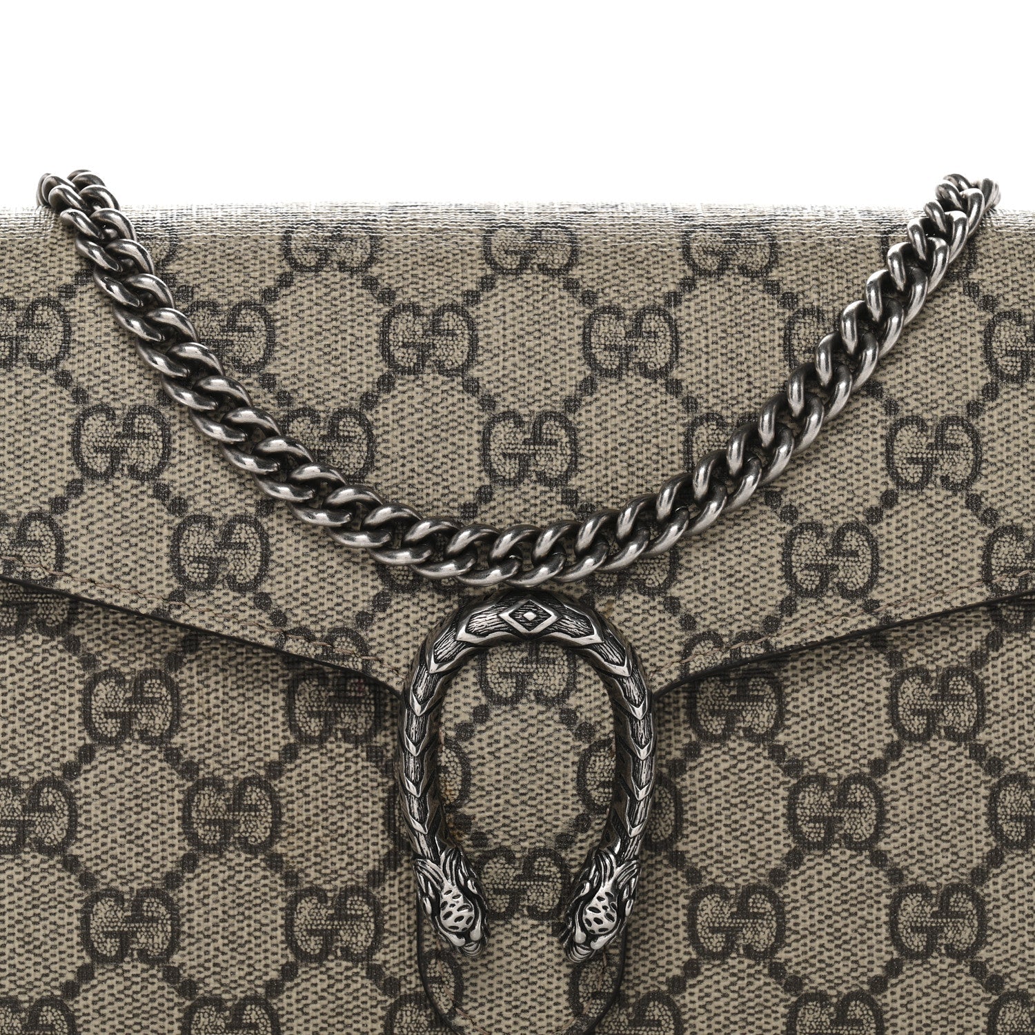Gucci GG Supreme Monogram Mini Dionysus Chain Wallet Beige Taupe