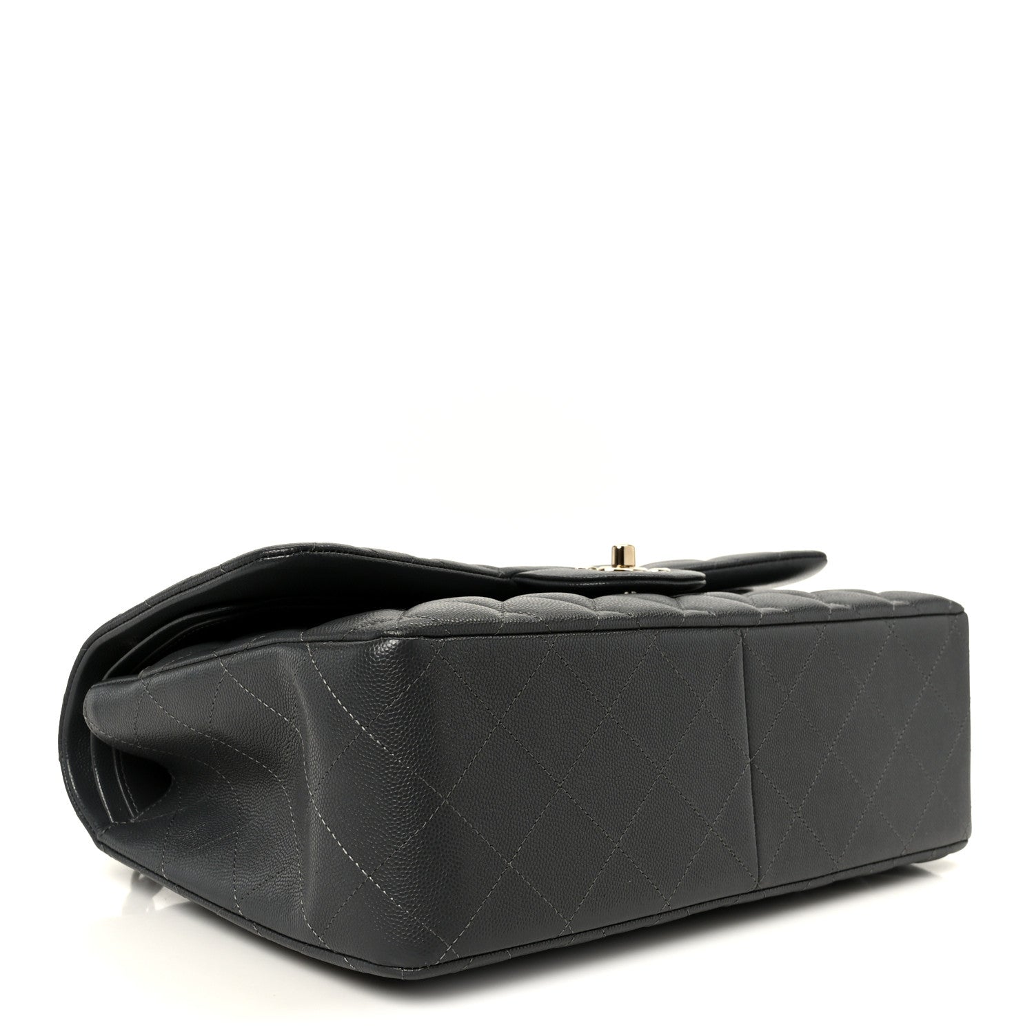 Chanel Caviar Quilted Jumbo Double Flap Dark Grey