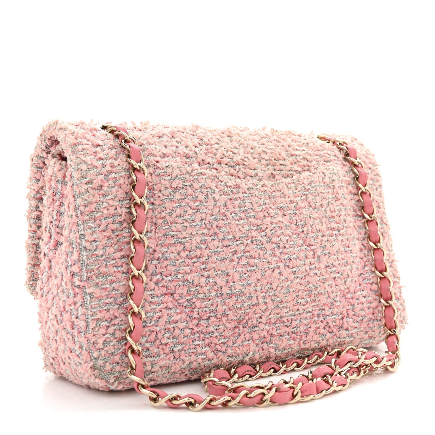 Chanel Tweed Medium Double Flap Pink