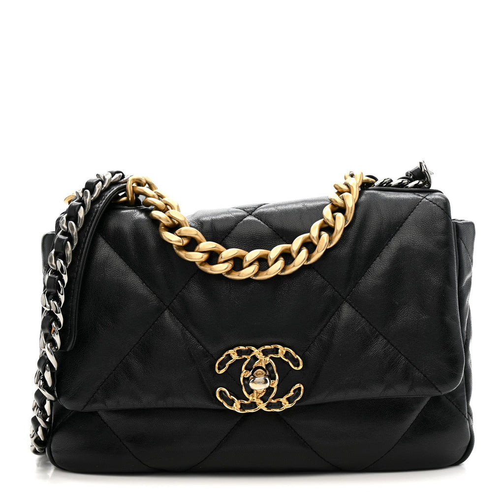 Chanel Goatskin Quilted Medium Chanel 19 Flap Black