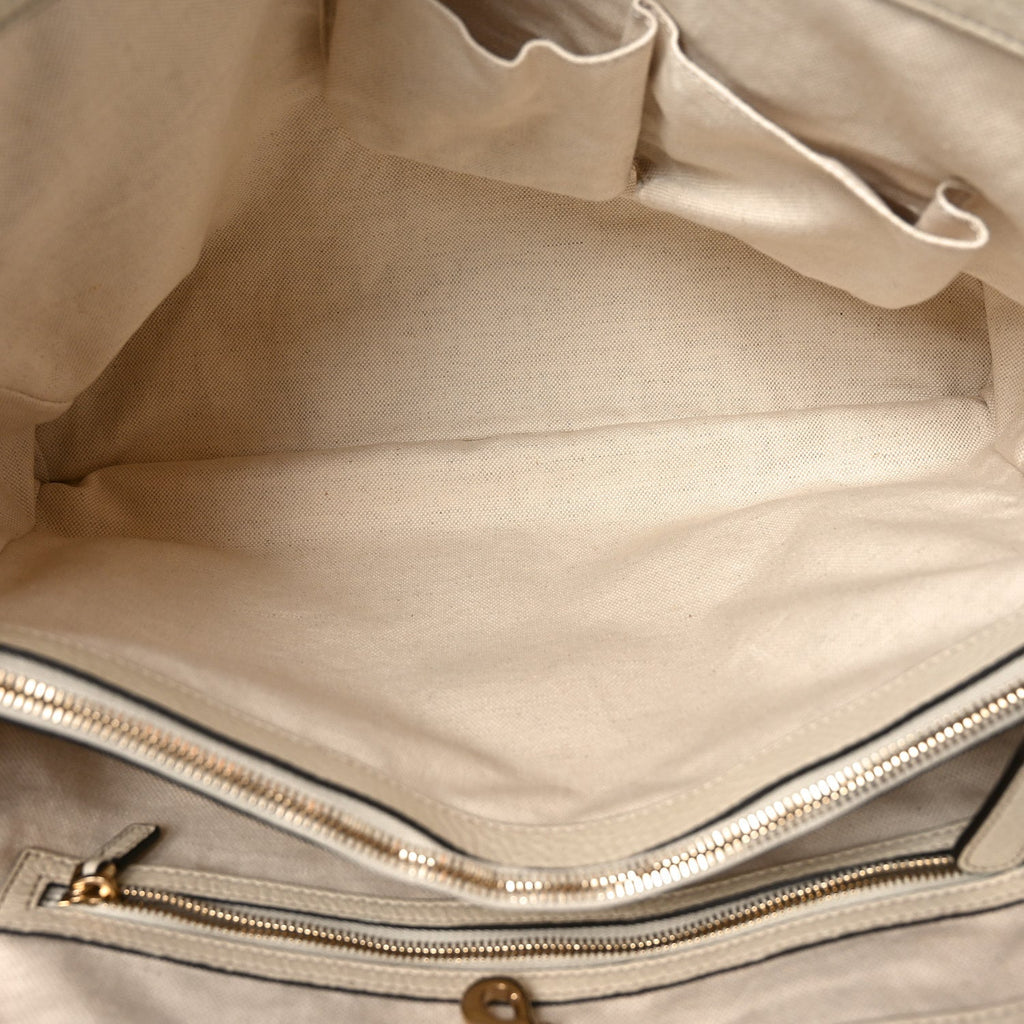 Gucci Pebbled Calfskin Medium Bella Tote Off White