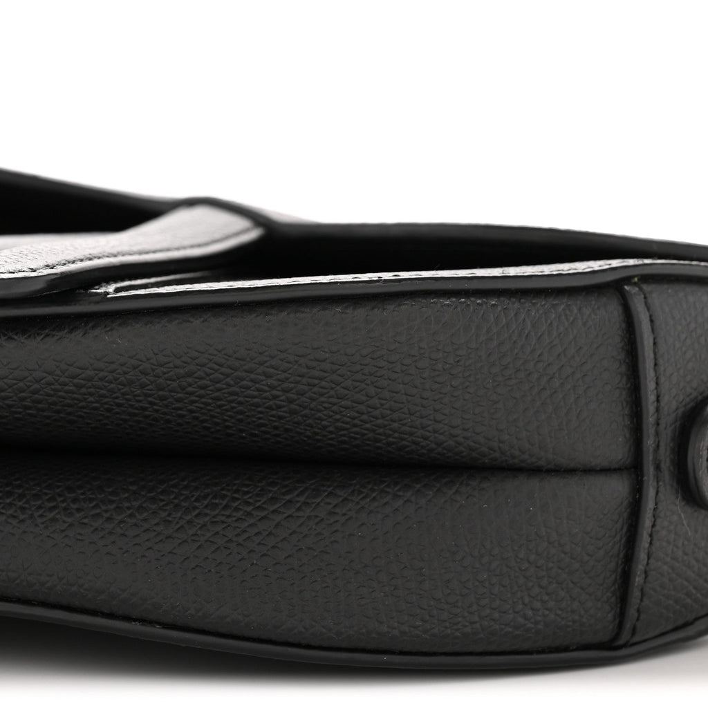 Christian Dior Grained Calfskin Mini Saddle Bag Black