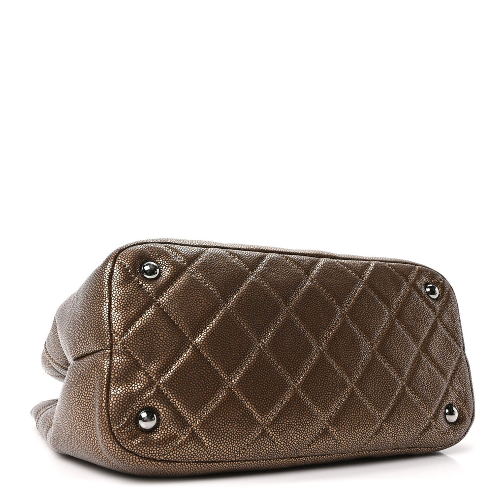Chanel Metallic Caviar Quilted Large Timeless CC Soft Tote Bronze