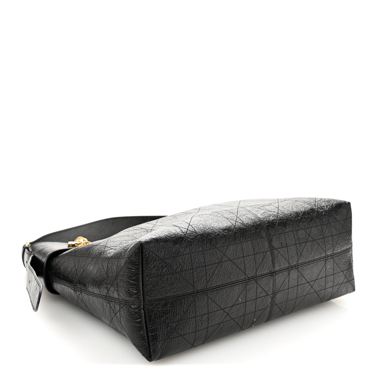 Christian Dior Crinkled Calfskin Macrocannage Large Voyage Bag Black