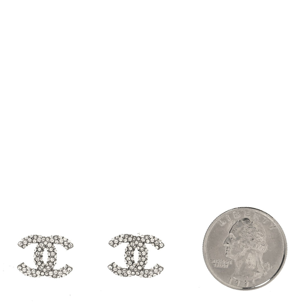 Crystal CC Treasure Chest Earrings Silver