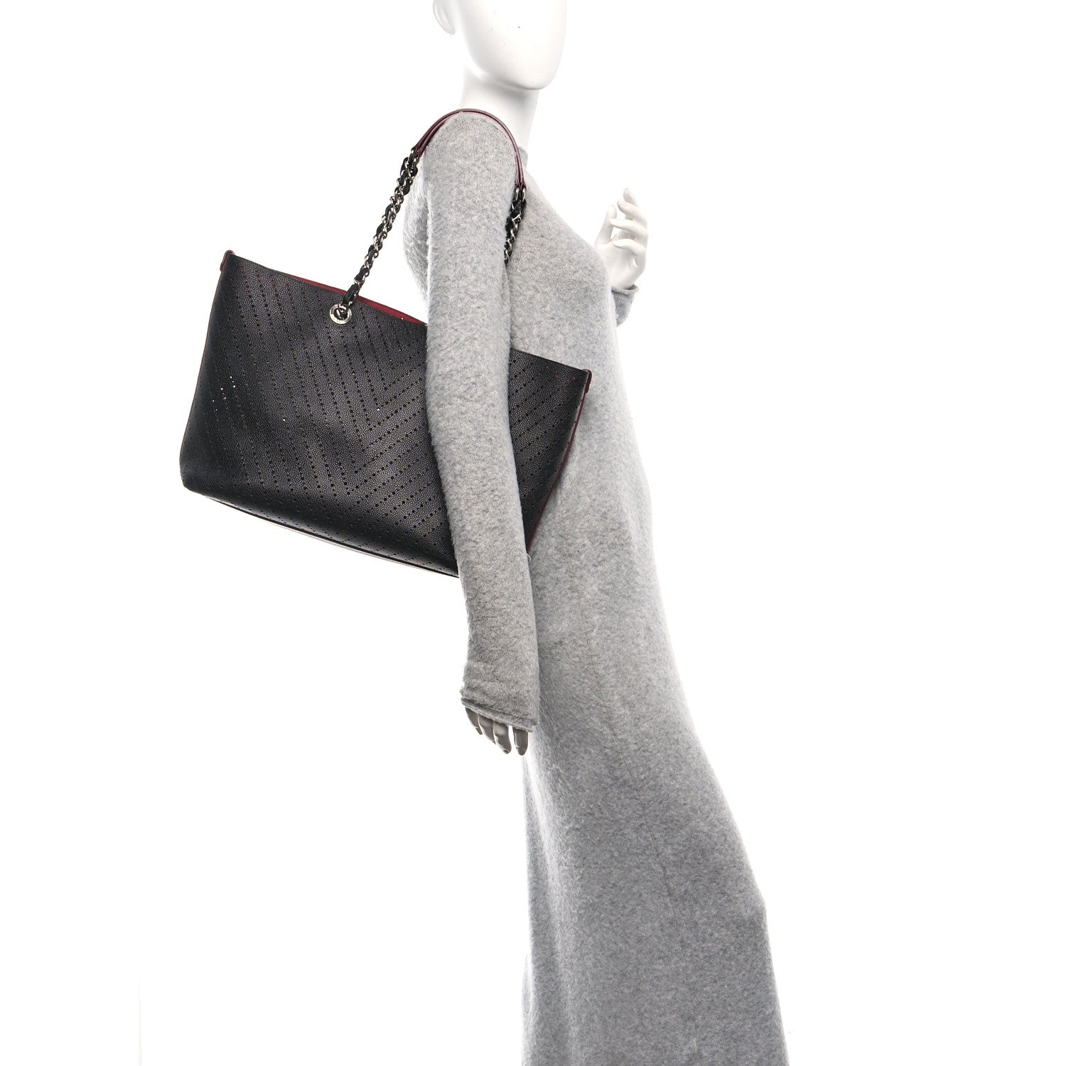 Chanel Perforated Grained Calfskin Large Shopping Tote Black