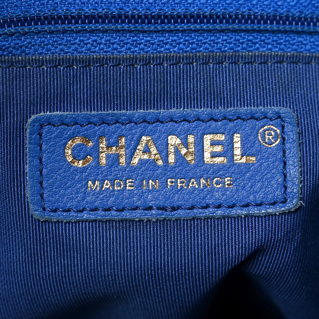 Chanel Calfskin Quilted Large CC Shopping Tote Blue