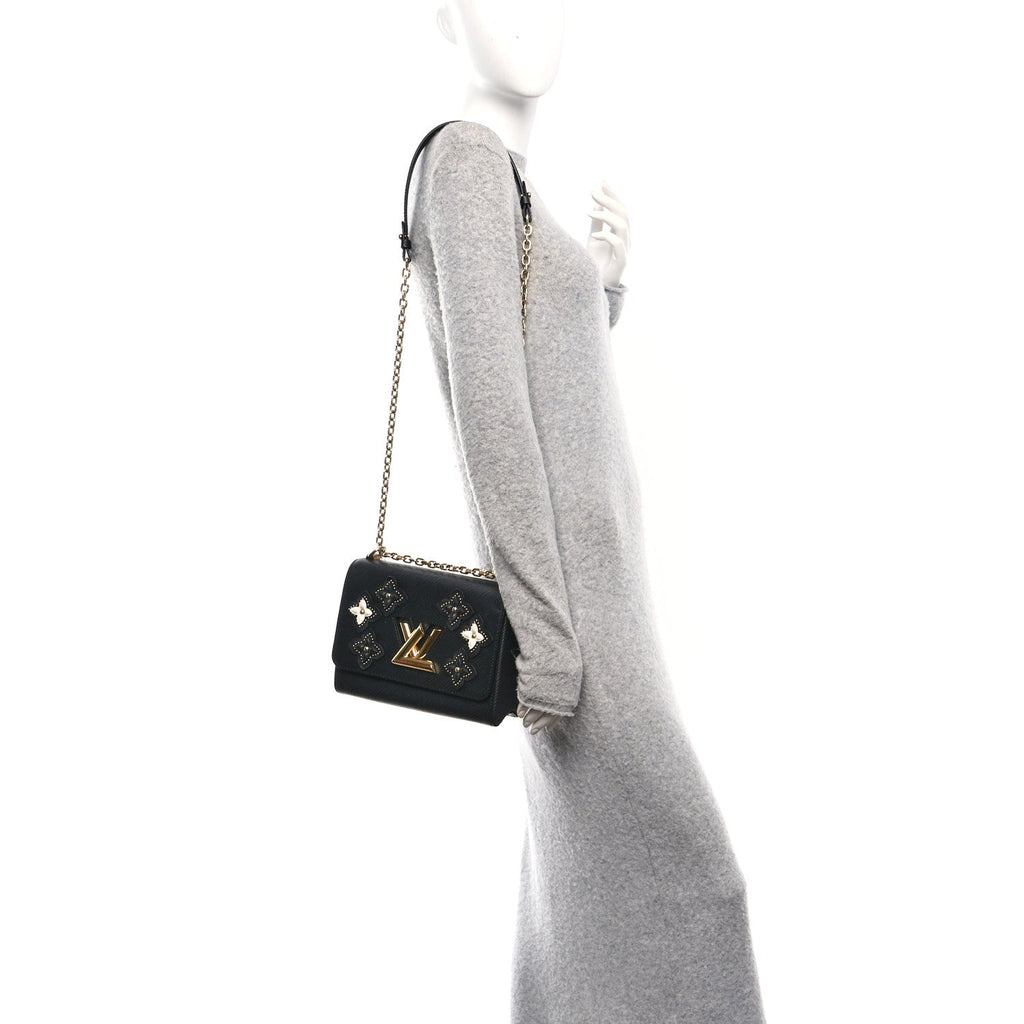 Louis Vuitton Epi Flowers Twist Shoulder Bag MM  Black