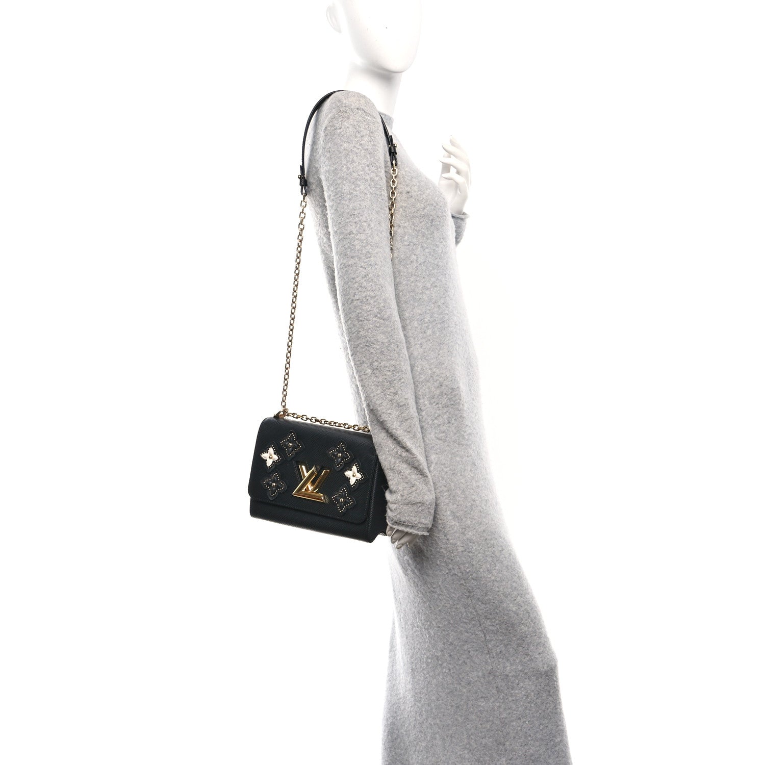 Louis Vuitton Epi Flowers Twist Shoulder Bag MM  Black
