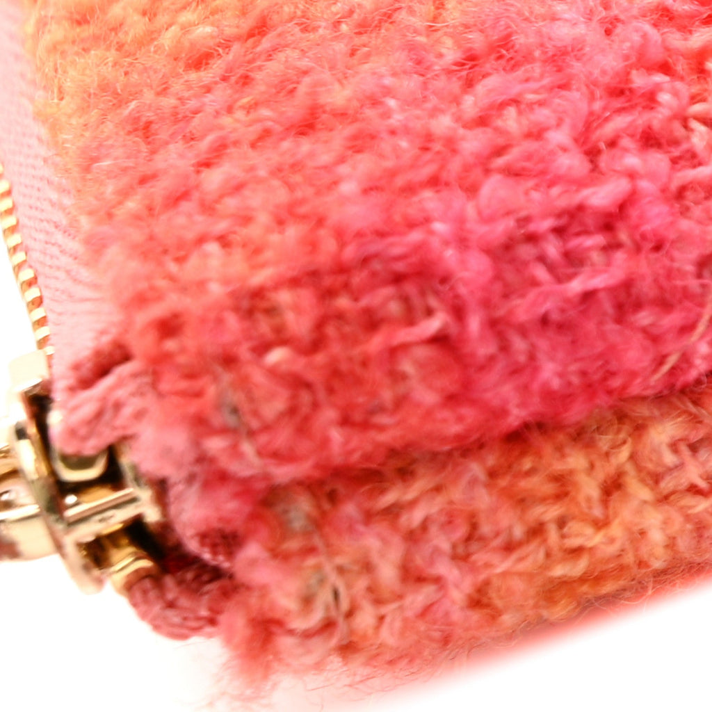 Chanel Tweed Large Chanel 19 Cosmetic Case Coral Pink