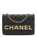 Chanel Calfskin Quilted Enchained Wallet On Chain WOC Black