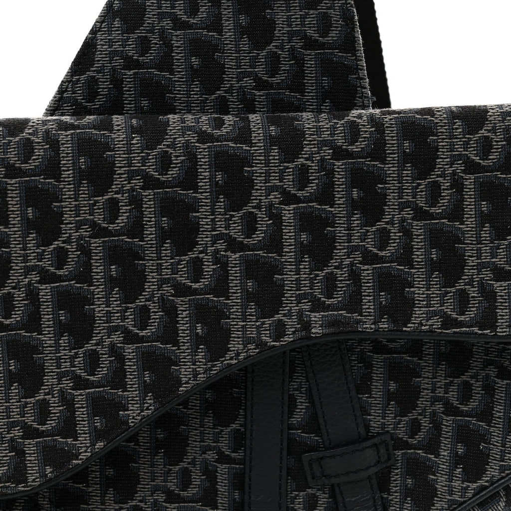 Christian Dior Oblique Mens Saddle Bag Black Blue