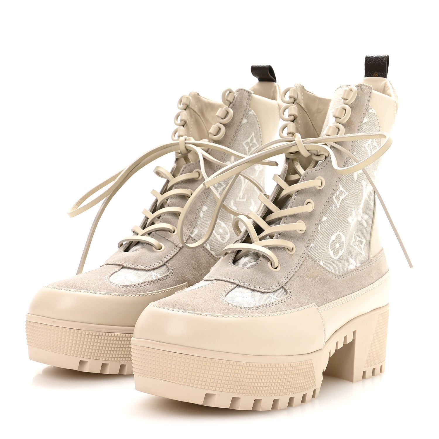 Louis Vuitton Suede Calfskin Laureate Platform Desert Boots 41 Beige