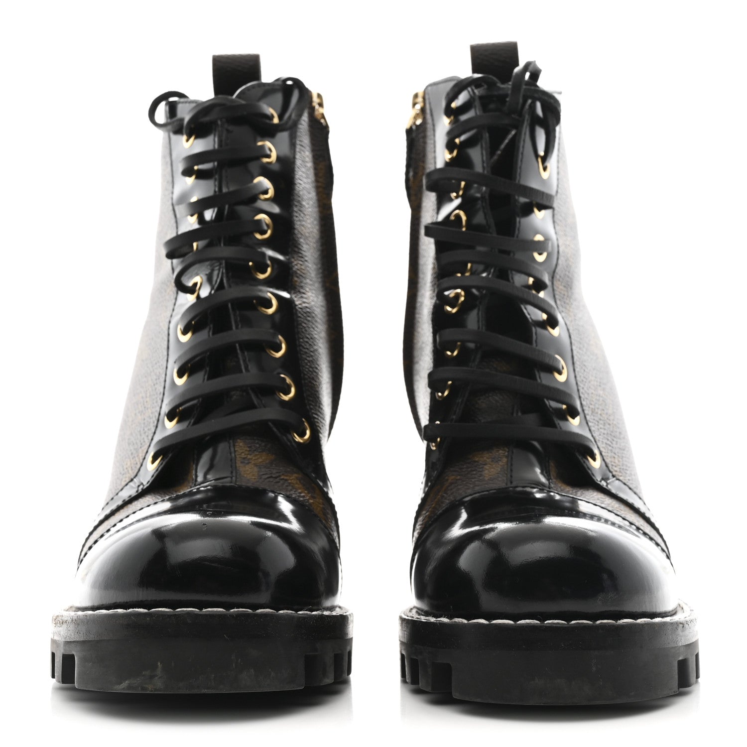 Louis Vuitton Patent Calfskin Monogram Star Trail Ankle Boots 37.5 Black