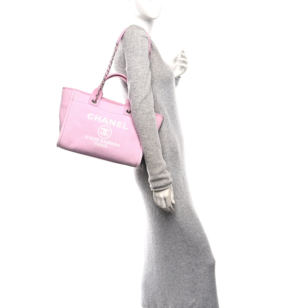 Chanel Mixed Fibers Small Deauville Tote Pink