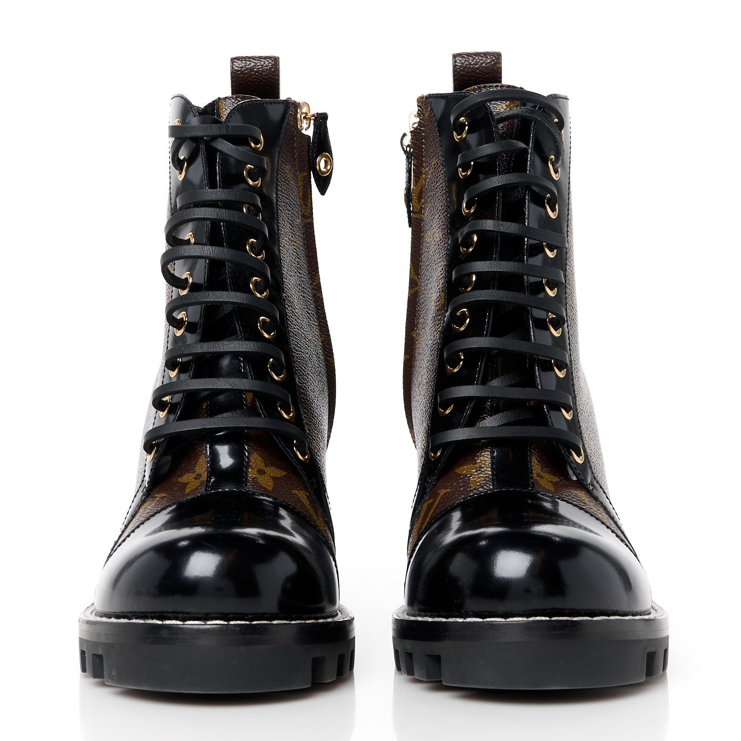 Louis Vuitton Patent Calfskin Monogram Star Trail Ankle Boots 40 Black