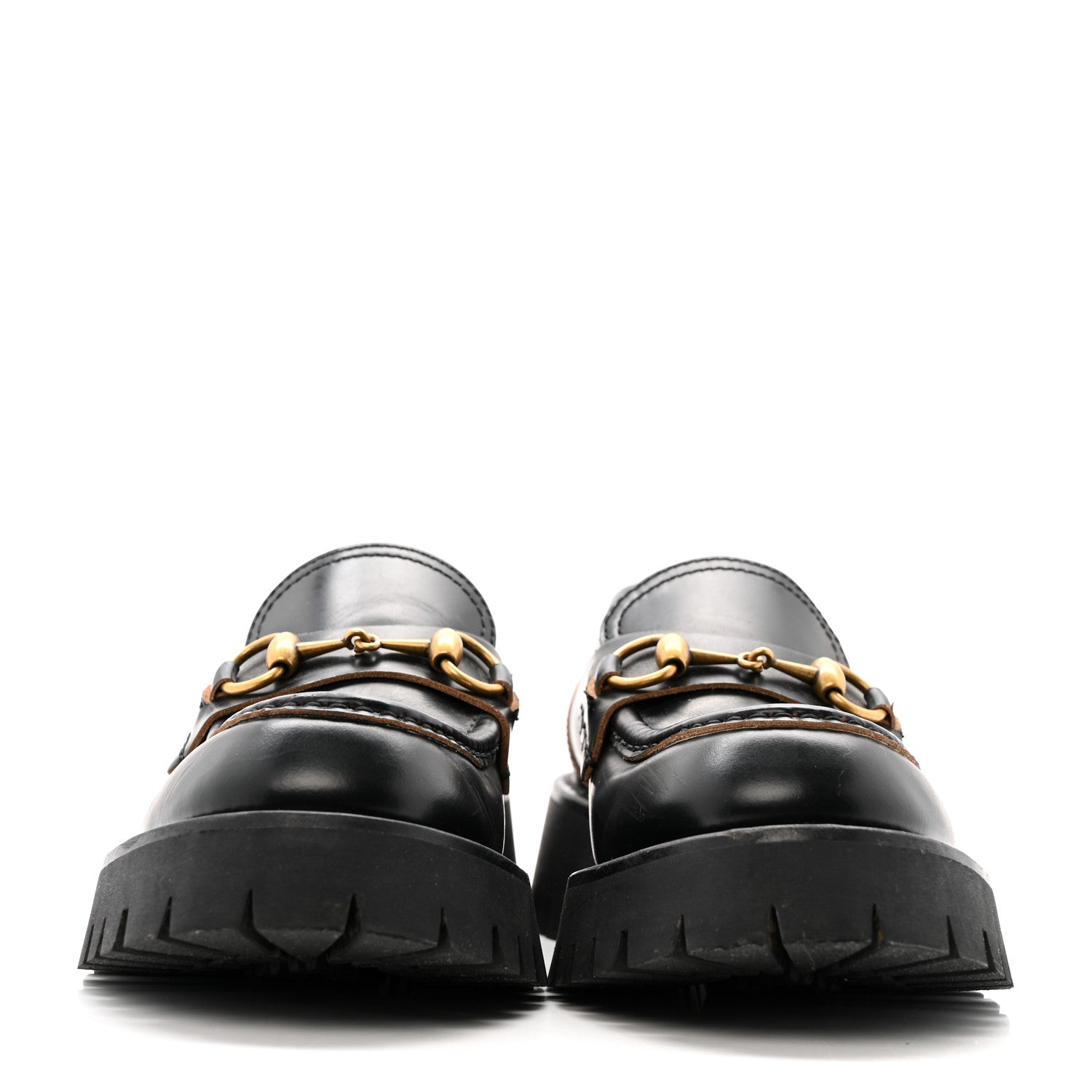 Gucci Cordovan Lux Womens Harald Horsebit 25mm Platform Loafers 37.5 Black