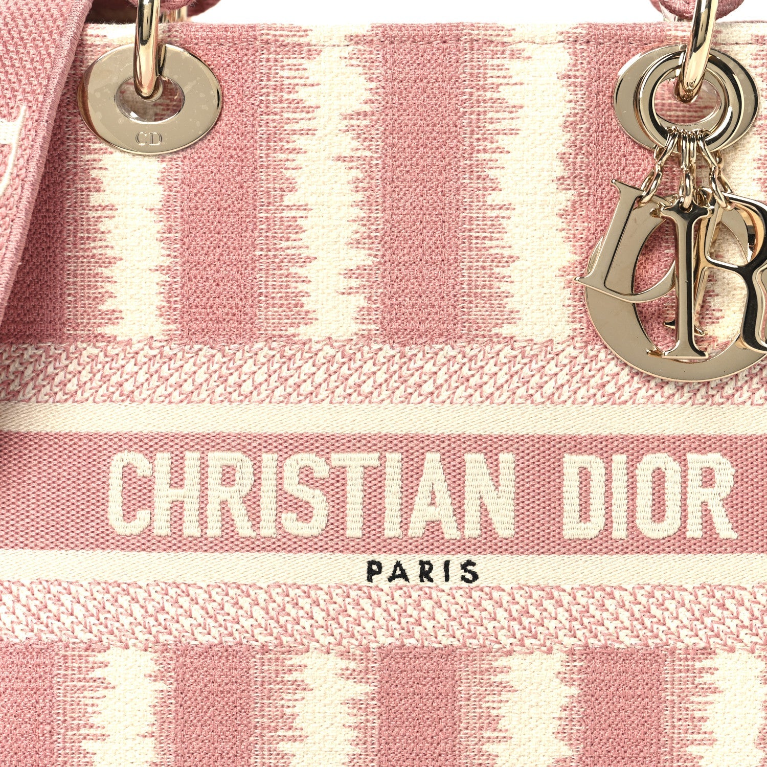 Christian Dior Canvas Medium D-Stripes Lady D-Lite Pink