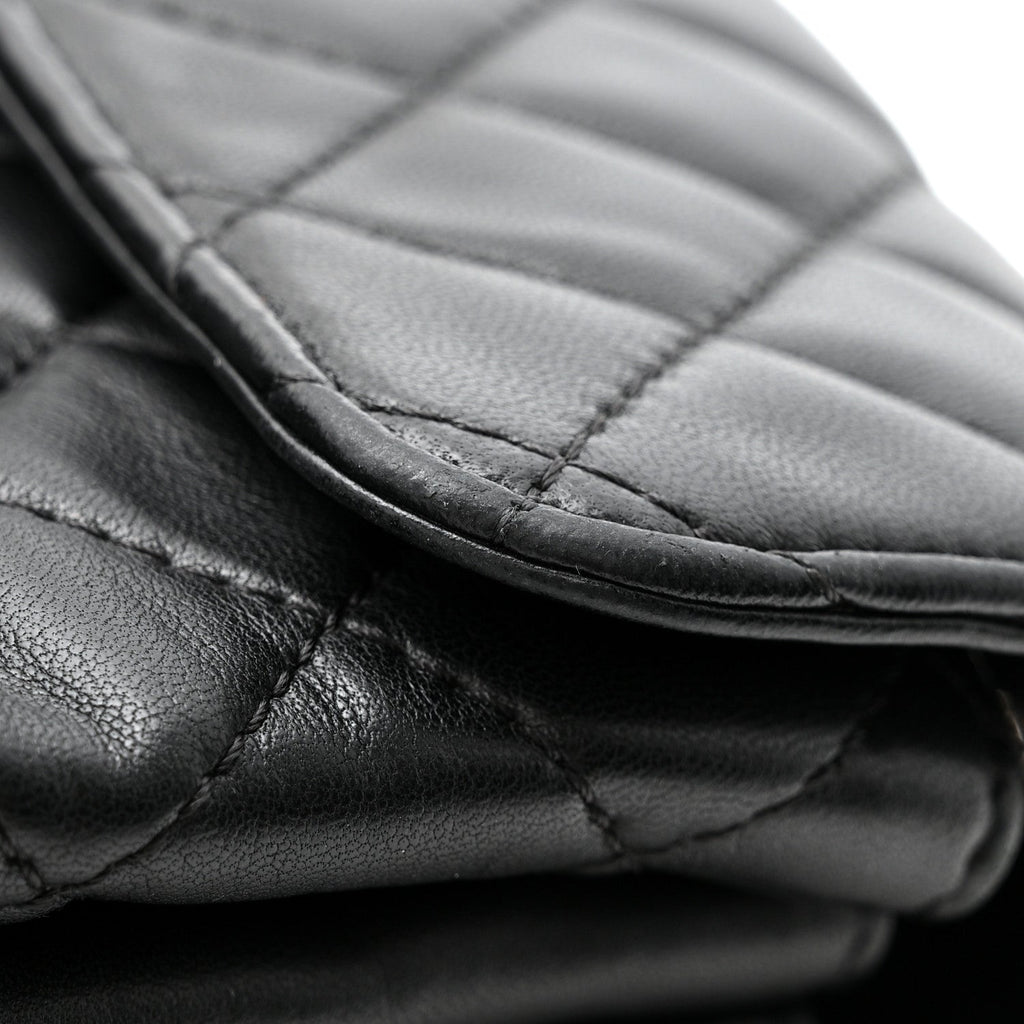 Chanel Lambskin Quilted Jumbo Chanel by 4 Flap Black