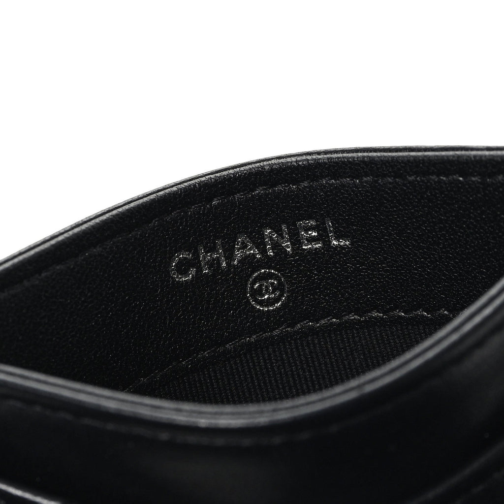Pearly Lambskin Quilted Card Holder So Black