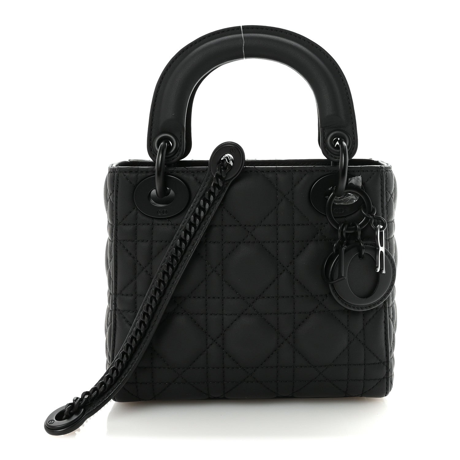 Christian Dior Ultra Matte Calfskin Cannage Mini Lady Dior Black