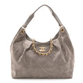 Chanel Suede Quilted Large Hobo Dark Grey