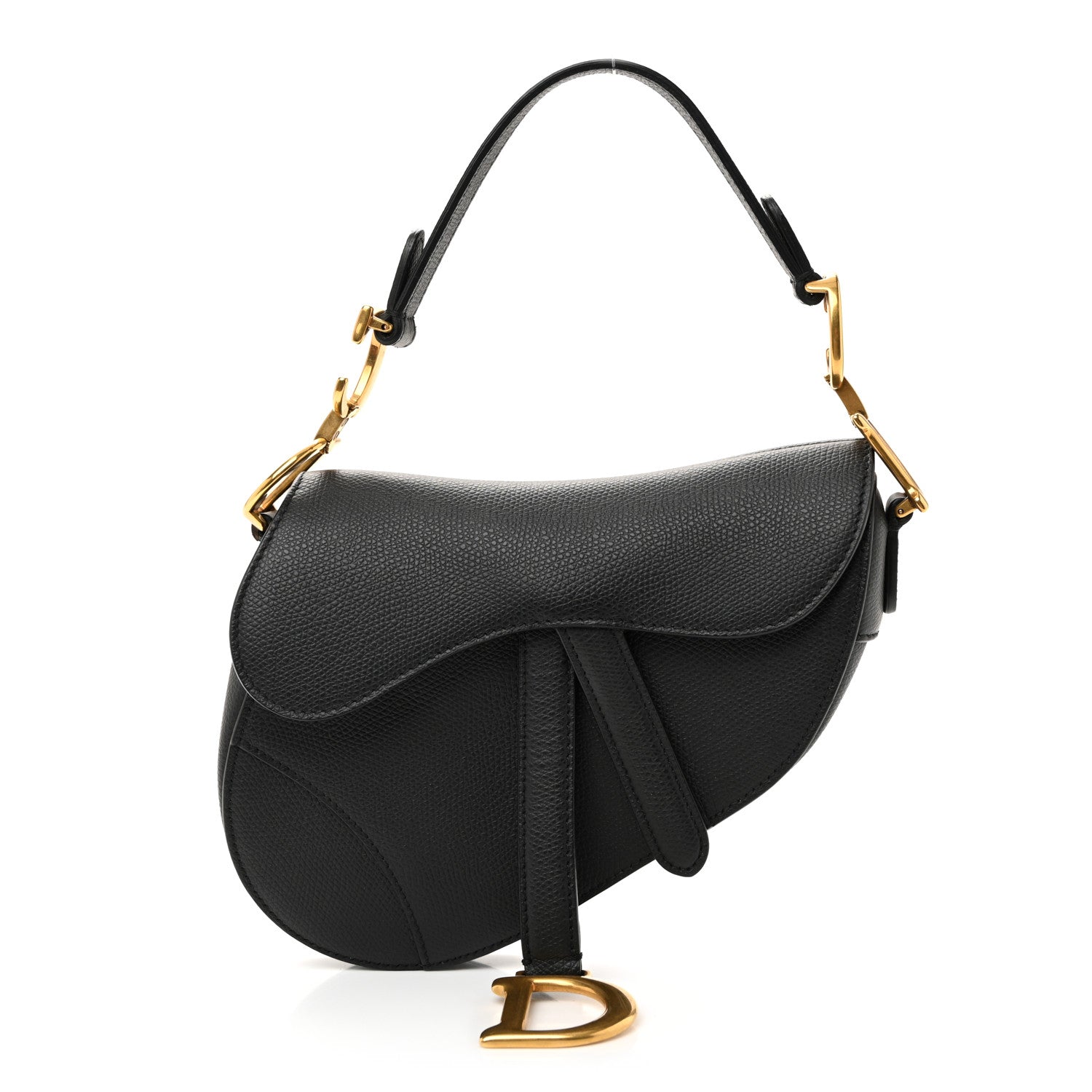 Christian Dior Grained Calfskin Mini Saddle Bag Black