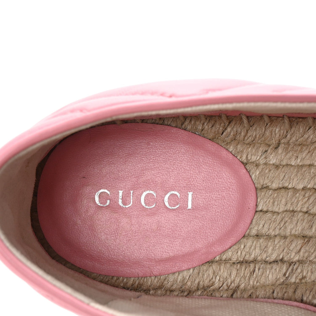 Gucci Nappa Matelasse GG Marmont Espadrilles 38.5 Wild Rose