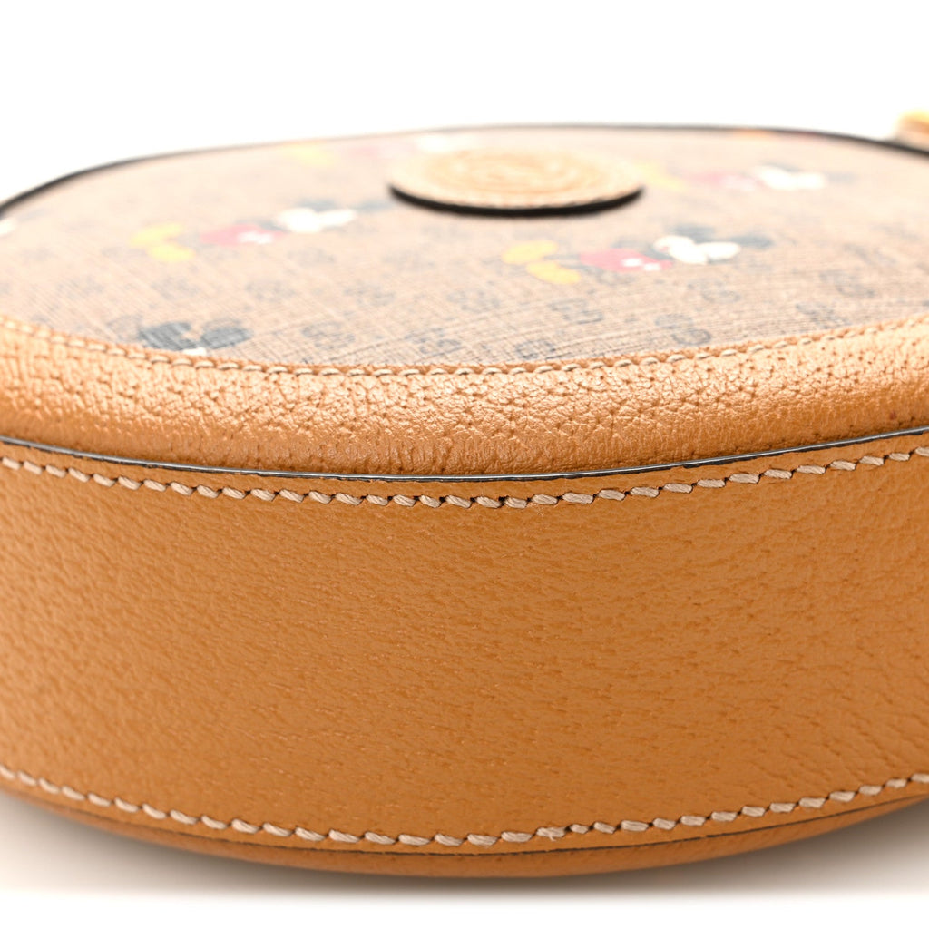 Gucci X DISNEY Mini Vintage GG Supreme Monogram Mickey Mouse Round Shoulder Bag Beige Vintage Sun Oil