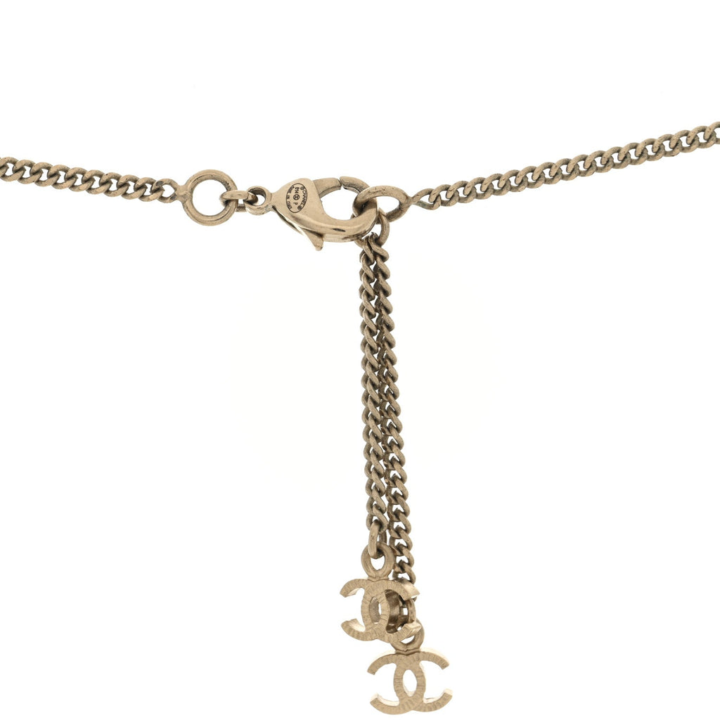Crystal Enamel CC Necklace Light Gold