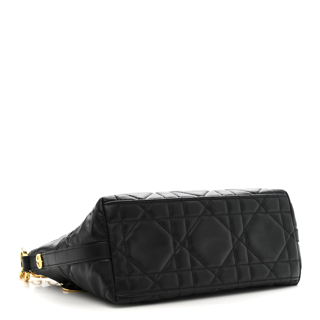 Christian Dior Lambskin Macrocannage DiorStar Hobo Bag Black